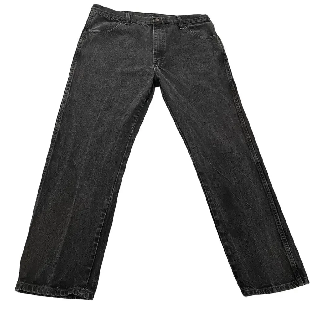 Rustler Faded Black Denim Jeans Mens Relaxed Fit 38x30 (40x30 Tag) Straight Leg